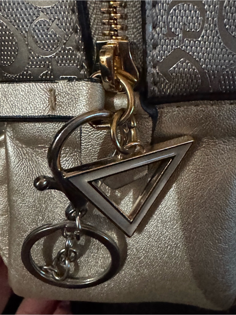 GUESS Metallic Gold Signature Mini Backpack - Picture 5 of 6